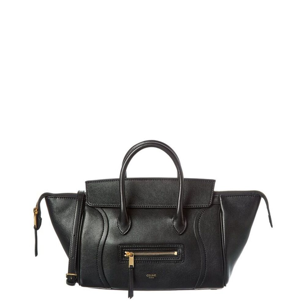 Celine Leather Tote Bag, Black